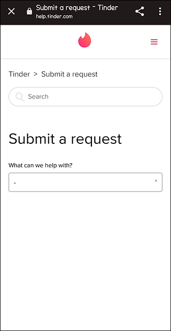 Submit a request on Tinder
