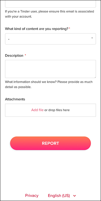 Report button on Tinder