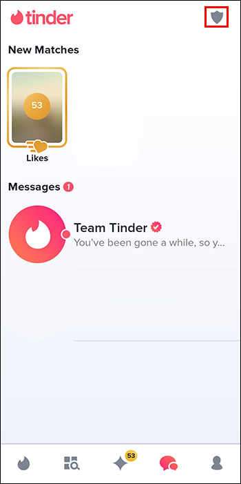 Shield icon on Tinder