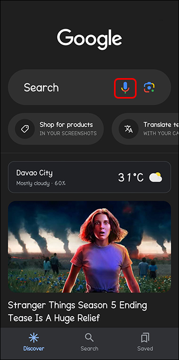 Tapping the Microphone icon in the Google app