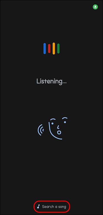 Hitting the Search a song button in the Google app