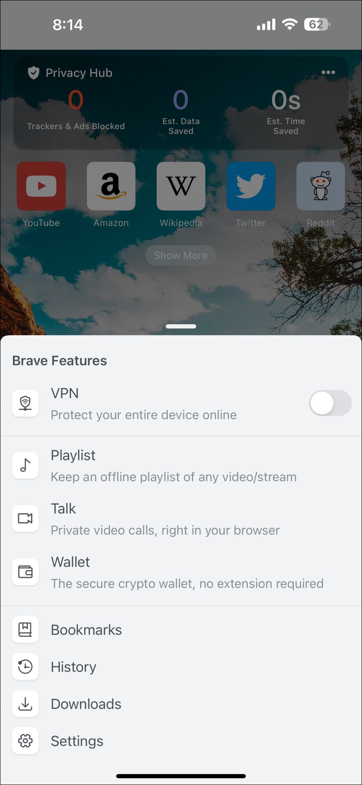 Open Brave Settings on iPhone