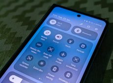 A Samsung phone with control panel.