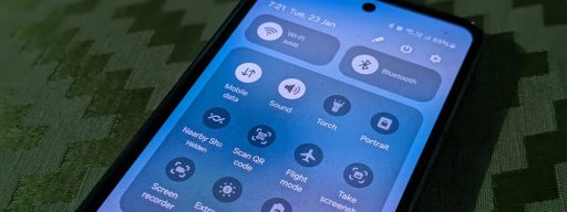 A Samsung phone with control panel.