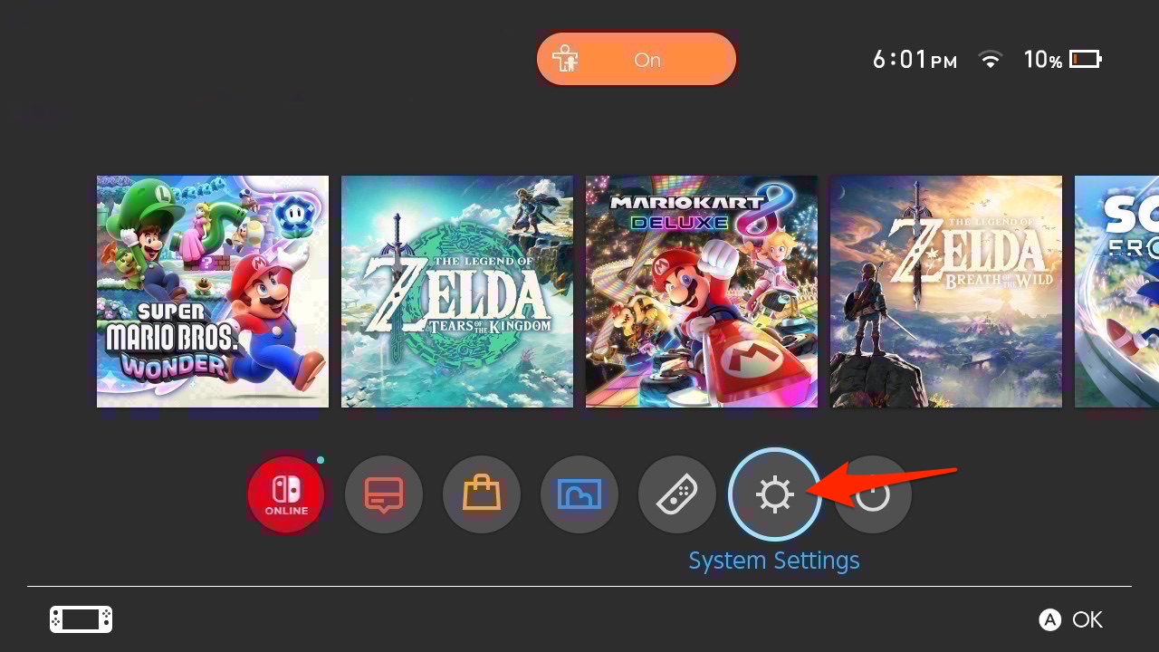Accessing the System Settings on the Nintendo Switch