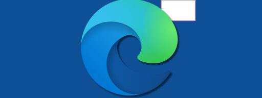 Microsoft Edge logo on a blue background with a small window open