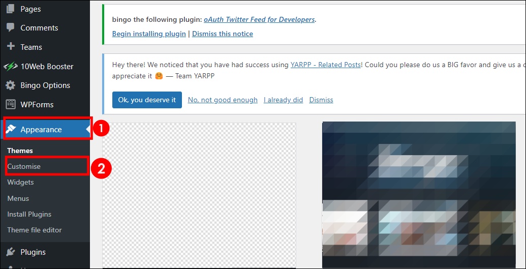 Customize option in WordPress