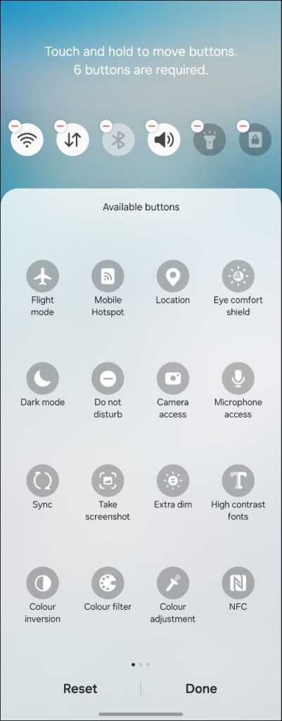 Настройки панели управления на Samsung.