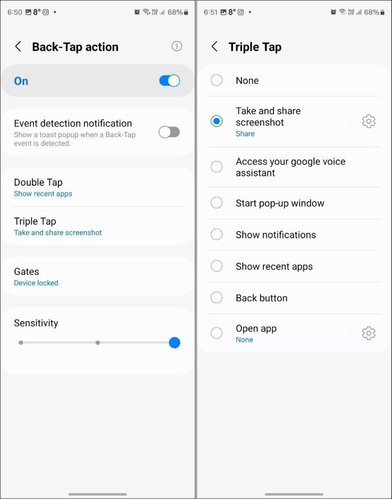 Accessibility menu on Samsung.
