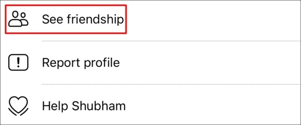 See friendship option in the profile page of Facebook mobile