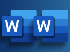 two Microsoft word icons on a blue background