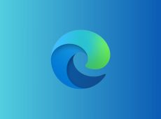 microsoft edge logo on a gradient background.