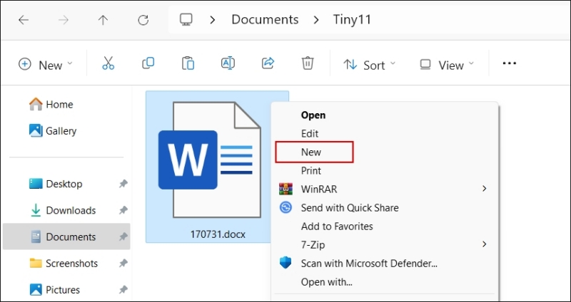 open the word document as a new document