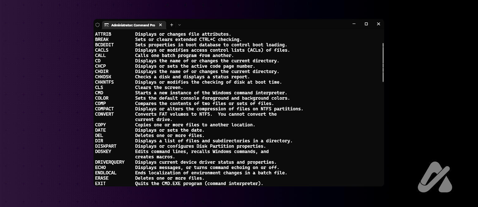 command prompt commands list with examples