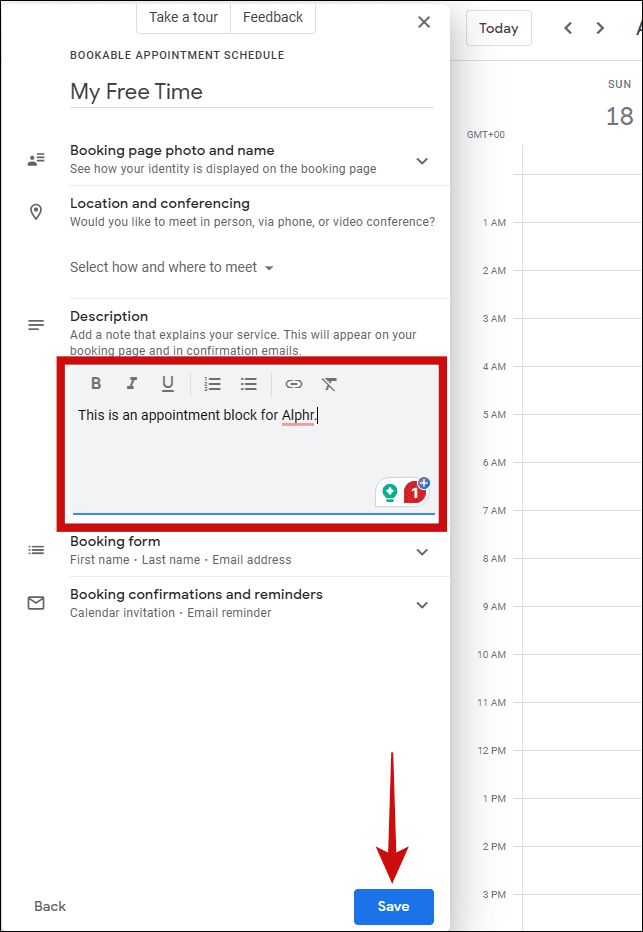 Editing appointment schedule