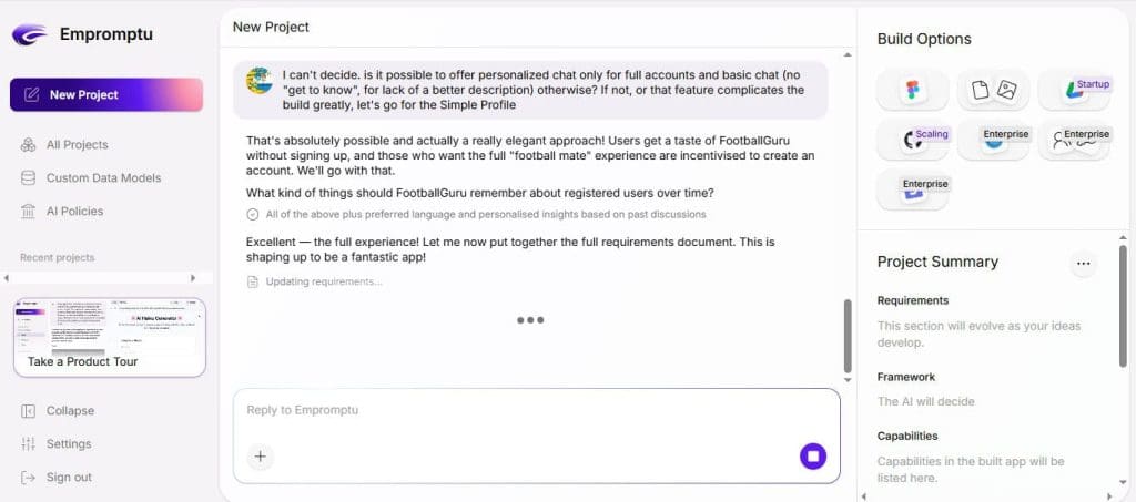 Låt Empromptu AI bygga in dina idéer i appar 5