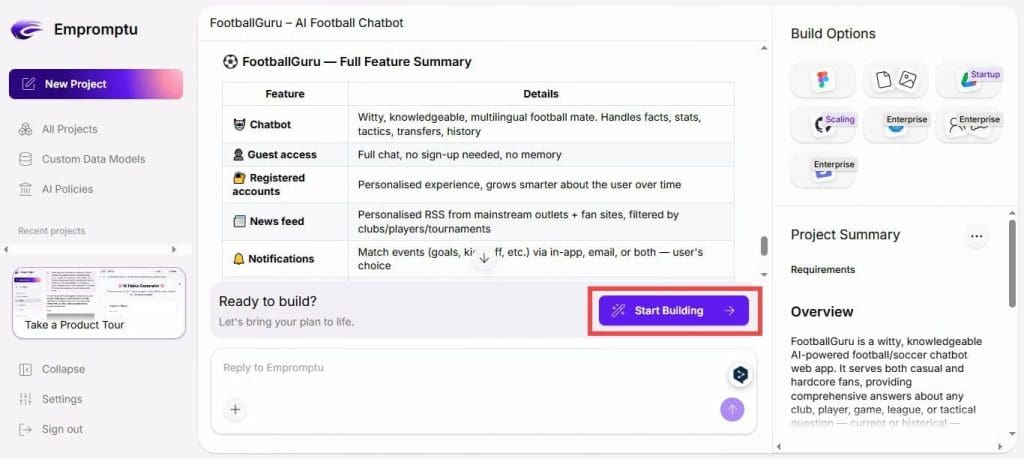 Låt Empromptu AI bygga in dina idéer i appar 7