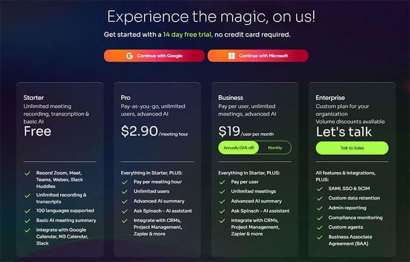 Spenat AI-recension Gör möten och notera en bris 3