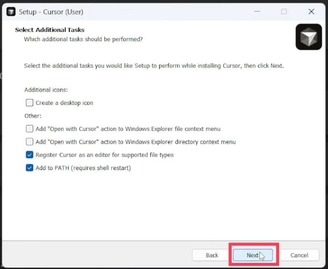 Snabbguide för att använda AI Cursor's Code Editor i Windows 4