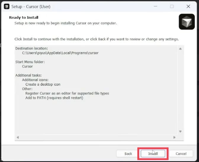 Snabbguide för att använda AI Cursor's Code Editor i Windows 5