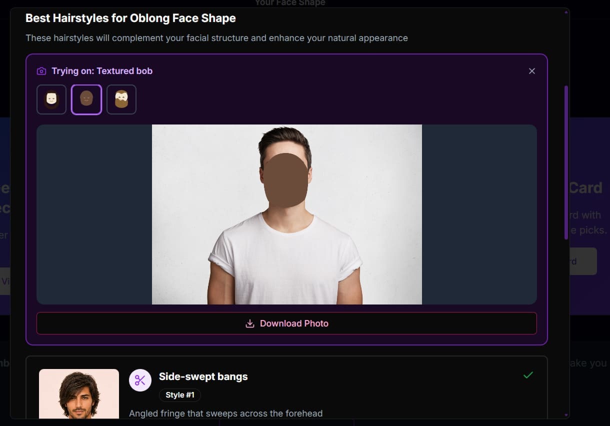 Förhandsgranska de bästa frisyrerna för din ansiktsform med FaceShapeDetector AI 5